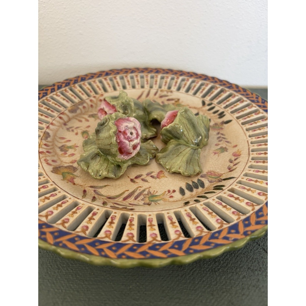 Winward Decorative Plate Wall Hanging Hand Painted With Raised Cabbage Design